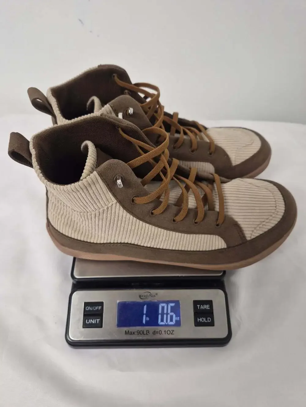 NWOT Rutsu Original Barefoot Brown Corduroy Sneakers High Top Shoes sz 41EU / 8M
